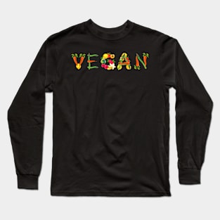 Vegan Food Typography Long Sleeve T-Shirt